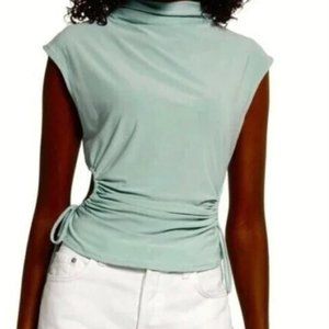 Open Edit Nordstrom Ruched Cutout Mock Neck Top